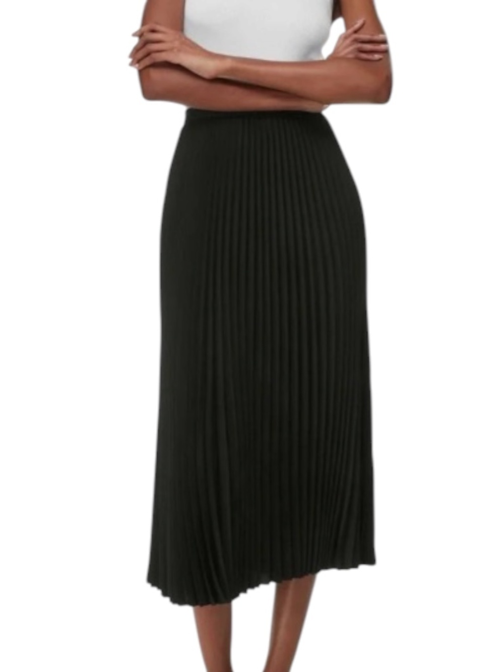 Aritzia Black Pleated Midi Skirt